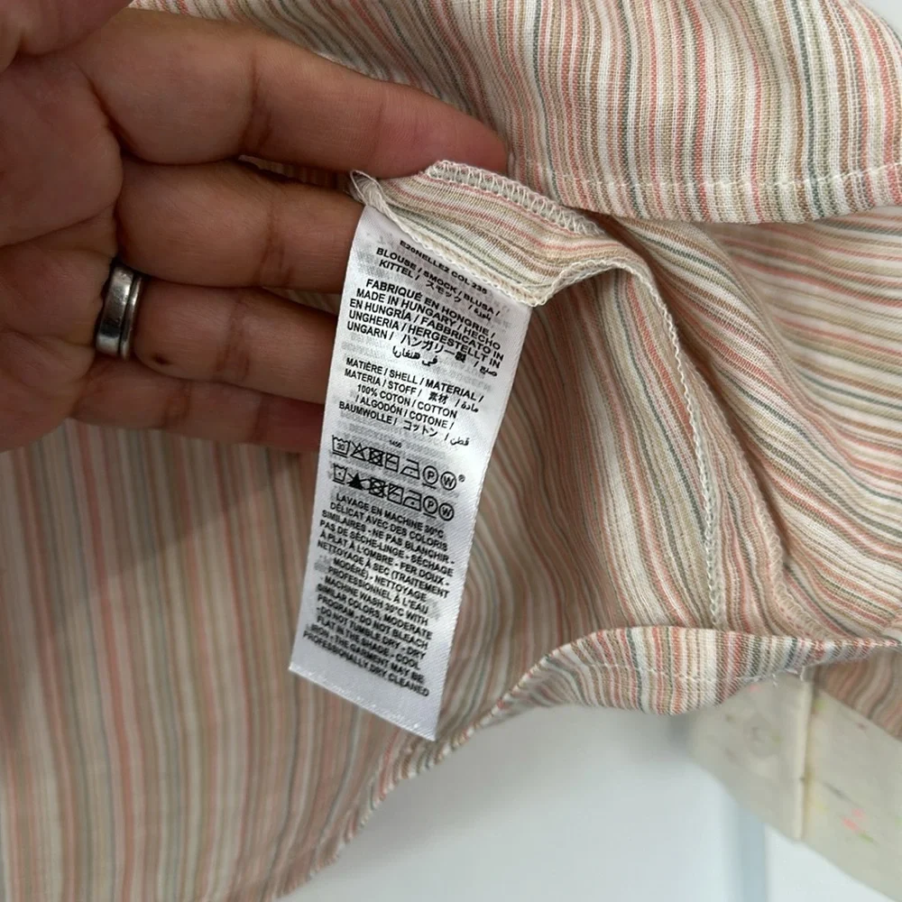 $230 Bonpoint Onelle Cream Multi stripe Tunic Top - Picture 4 of 7